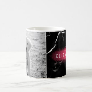 Your Pet's Photo &amp; Faux Black Marble With Pink Coffee Mug