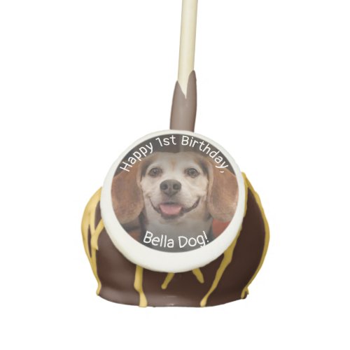 Your Pets Photo Happy Birthday Modern  Cake Pops