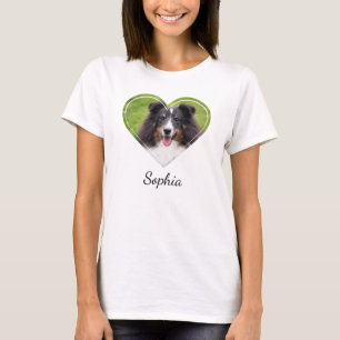 Your Pet's Photo In Heart Shape With Custom Text T-Shirt