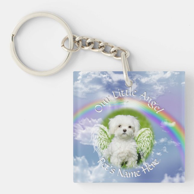 YOUR Pet's Photos Heavenly Memorial Keychain (Front)