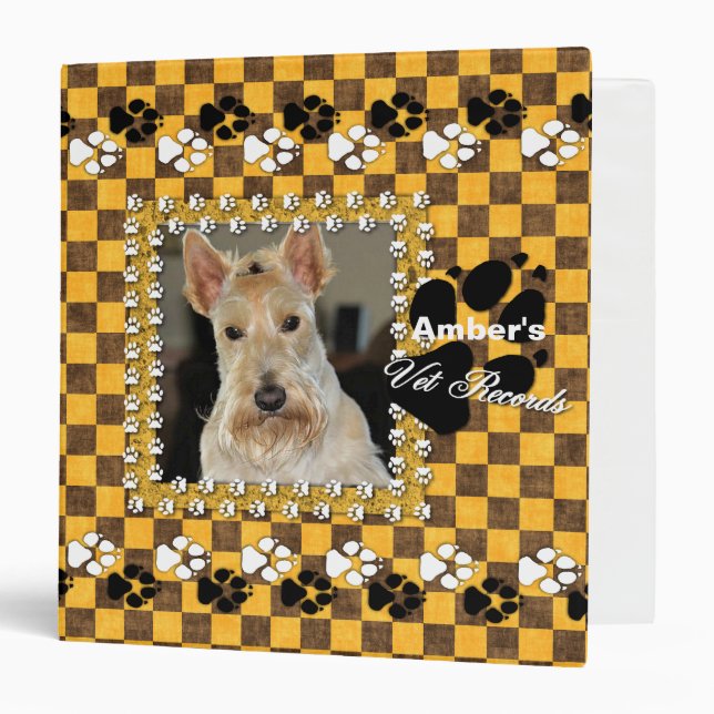 YOUR Pet's Vet Records Yellow Checkerboard Binder (Front/Inside)