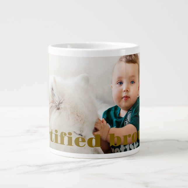 Your pets with baby photo  giant coffee mug (Front)