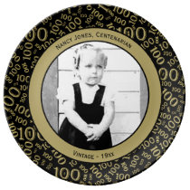Your Photo 100th Year Birthday Number Pattern Dinner Plate Your Photo 100th Year Birthday Number Pattern Dinner Plate