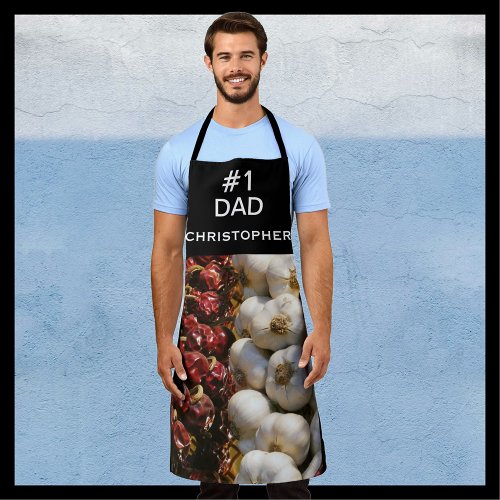 Your Photo 1 Dad Name or Garlic  Peppers Apron