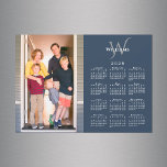 Your Photo 2025 Calendar Monogram Name Navy Magnet<br><div class="desc">Modern 2025 calendar magnetic card features your vertical photo on the left and your monogram and name above the white calendar on the right on a navy blue background. Replace the sample image and text with your own in the sidebar. Makes a great stocking stuffer or holiday gift for family....</div>