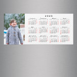 Your Photo 2025 Calendar on White Magnet<br><div class="desc">Keep someone you love nearby with a modern, custom 2025 calendar magnetic card. Replace the sample photo with your own in the sidebar. Beside it is a small calendar with black weekdays and red weekend dates on a white background. Makes a great personalized stocking stuffer. Includes an envelope for easy...</div>