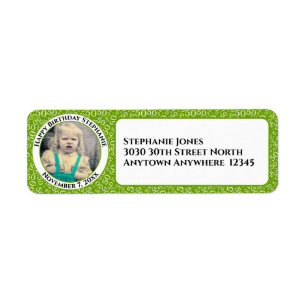 Your Photo 50th Birthday Number Patten Green/White Label