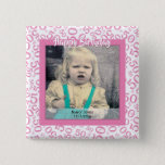 Your Photo:  50th Number Pattern Pink And White Button at Zazzle