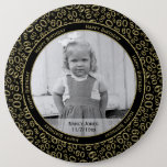 Your Photo:  60th Number Pattern Gold And Black Button at Zazzle