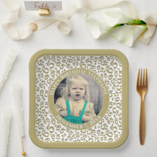 Your Photo 65 Random Number Pattern Gold/White Paper Plates
