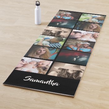 Your Photo 6 Collage Diy Family Friends Name Yoga Mat by mensgifts at Zazzle