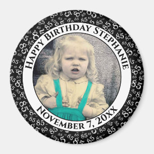 Your Photo 85th Birthday Pattern Black/White Magnet