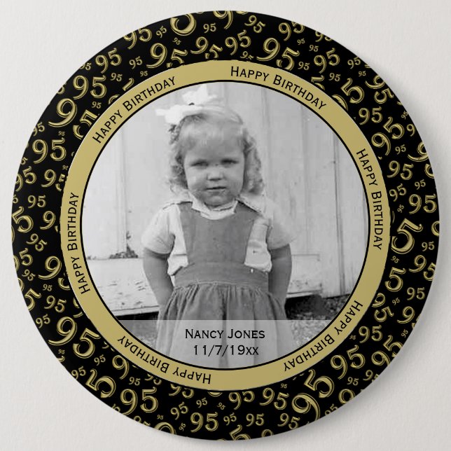 Your Photo:  95th Random Number Pattern Black/Gold Button (Front)