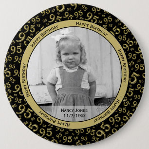Your Photo:  95th Random Number Pattern Black/Gold Button