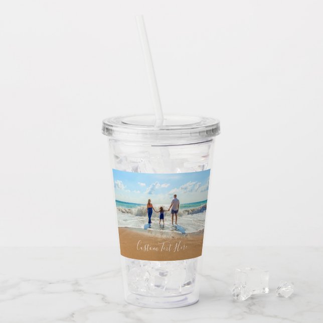 Your Photo Acrylic Tumbler with Custom Text (Front Ice)