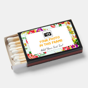 Your Photo Add Name Text Floral Flowers Frame Matchboxes