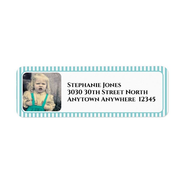 Your Photo All Ages Simple Stripes Pattern Aqua Label (Front)