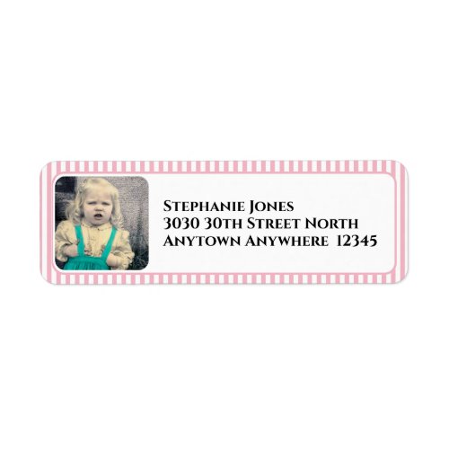 Your Photo All Ages Simple Stripes Pattern Pink Label