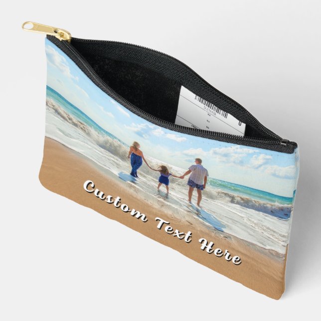 Your Photo and Custom Text Personalized Accessory Pouch (Open)