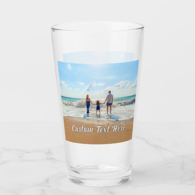 Your Photo and Custom Text Personalized Glass (Front)