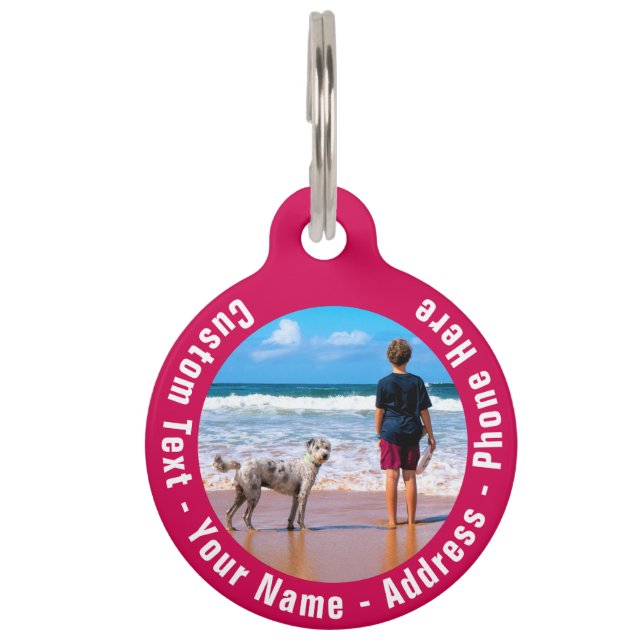 Your Photo and Custom Text Personalized Pet ID Tag (Front)