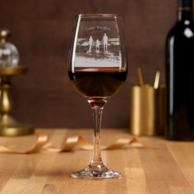 Your Photo and Custom Text Personalized Wine Glass (Party)