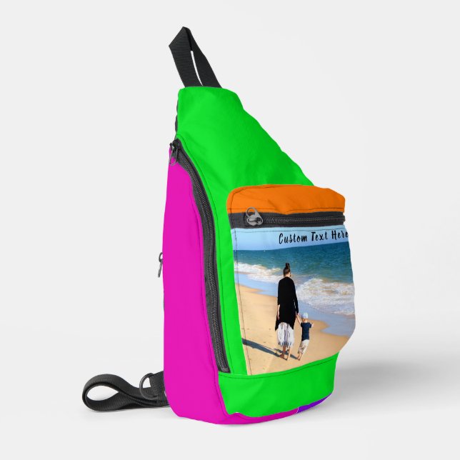 Your Photo and Custom Text Sling Bag Choose Colors (Left Corner)