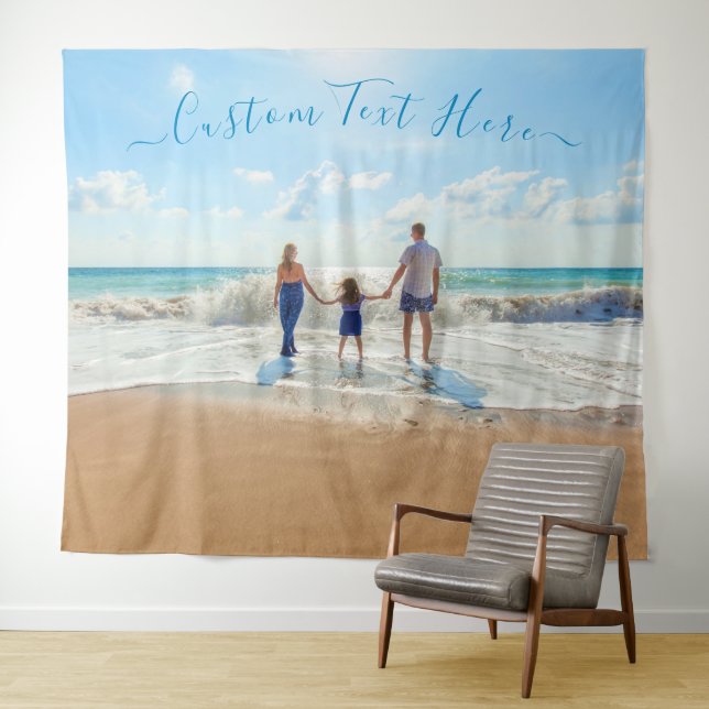 Your Photo and Custom Text Tapestry Personalized (In Situ (Horizontal))
