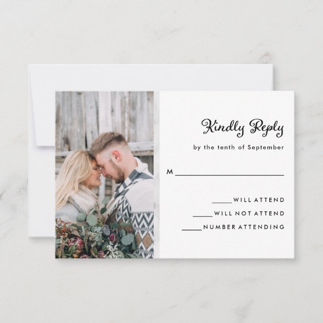 Your Photo and Elegant Marble Look | Wedding RSVP Card (Front)