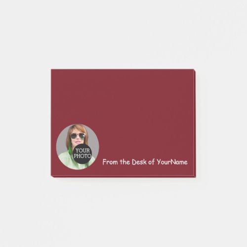 Your Photo and Message Customize Easily Burgundy Post_it Notes