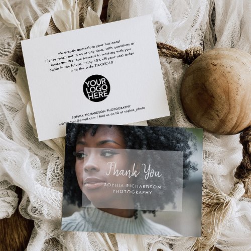 Your Photo and Modern Handwriting  Small Business Thank You Card