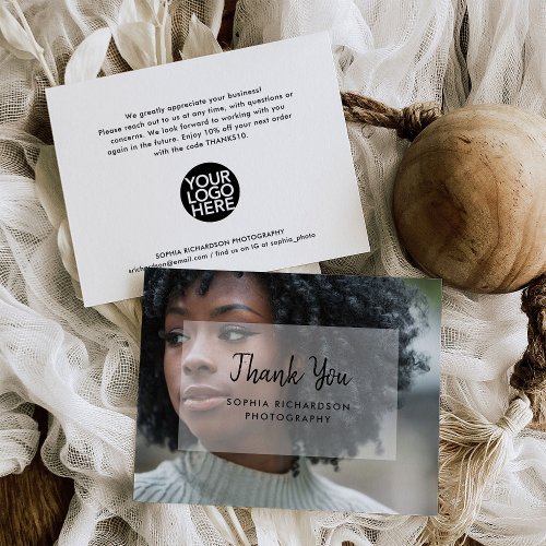 Your Photo and Modern Handwriting  Small Business Thank You Card