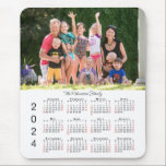 Your Photo and Name 2024 Calendar Mouse Pad<br><div class="desc">Keep the people you love nearby with a personalized 2024 calendar mouse pad. Replace the sample photo and name with your own in the sidebar. The custom text is in a lovely black handwritten script font. Below it is an easy to read 2024 calendar with black weekdays and red weekend...</div>