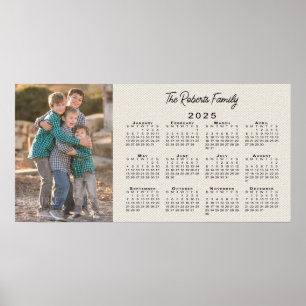 Your Photo and Name 2025 Calendar Faux Canvas Poster