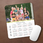 Your Photo and Name 2025 Calendar Mouse Pad<br><div class="desc">Keep the people you love nearby with a personalized 2025 calendar mouse pad. Replace the sample photo and name with your own in the sidebar. The custom text is in a lovely black handwritten script font. Below it is an easy to read 2025 calendar with black weekdays and red weekend...</div>