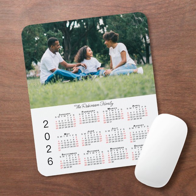 Your Photo and Name 2026 Calendar Mouse Pad (Your Photo and Name 2026 Calendar Mouse Pad in situ)