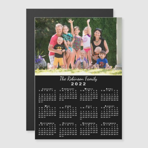 Your Photo and Name Black 2022 Calendar Magnet