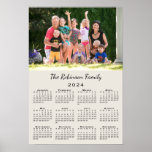 Your Photo and Name Custom Beige 2024 Calendar Poster<br><div class="desc">Keep the people you love nearby with a personalized 2024 calendar poster. Replace the sample photo and name with your own in the sidebar. The custom text is in a modern black script font. Below it is an easy to read black 2024 calendar on a neutral beige background. Calendar design...</div>