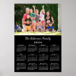 Your Photo and Name Custom Black 2024 Calendar Poster<br><div class="desc">Keep the people you love nearby with a personalized 2024 calendar poster. Replace the sample photo and name with your own in the sidebar. The custom text is in a modern white script font. Below it is an easy to read white 2024 calendar on a black background. Calendar design copyright...</div>