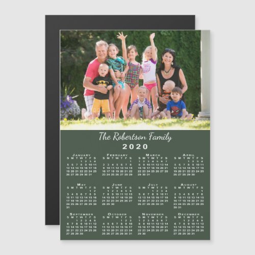 Your Photo and Name Custom Green 2020 Calendar