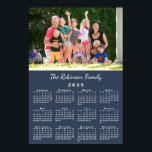 Your Photo and Name Custom Navy Blue 2025 Calendar Poster<br><div class="desc">Keep the people you love nearby with a personalized 2025 calendar poster. Replace the sample photo and name with your own in the sidebar. The custom text is in a modern white script font. Below it is an easy to read white calendar on a navy blue background. Calendar design copyright...</div>