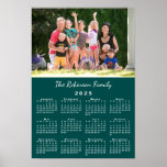 Your Photo and Name Custom Teal 2025 Calendar Poster<br><div class="desc">Keep the people you love nearby with a personalized 2025 calendar poster. Replace the sample photo and name with your own in the sidebar. The custom text is in a modern white script font. Below it is an easy to read white calendar on a teal background. Calendar design copyright ©...</div>