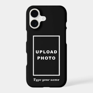 Your Photo and Name on Black Background iPhone 17 Case