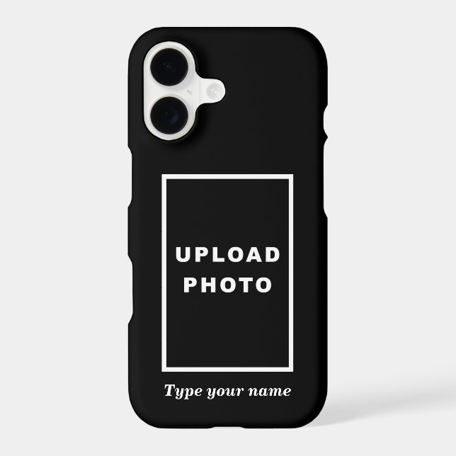 Your Photo and Name on Black Background iPhone Case (Back)
