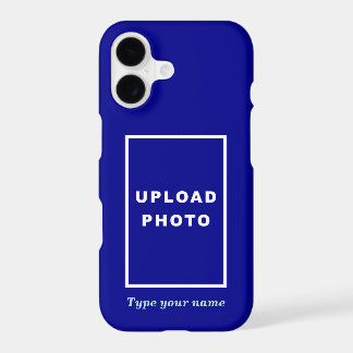 Your Photo and Name on Blue Background iPhone 17 Case