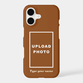 Your Photo and Name on Brown Background iPhone 17 Case