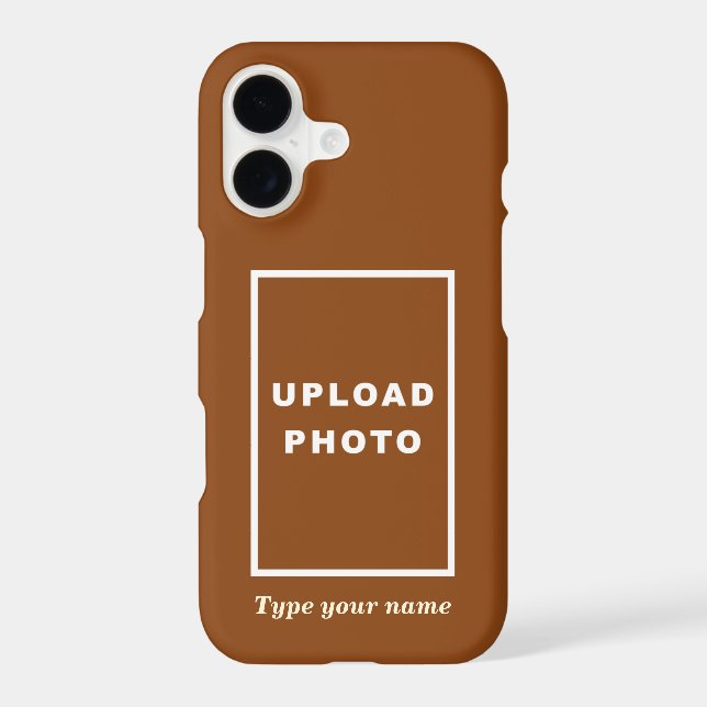 Your Photo and Name on Brown Background iPhone Case (Back)