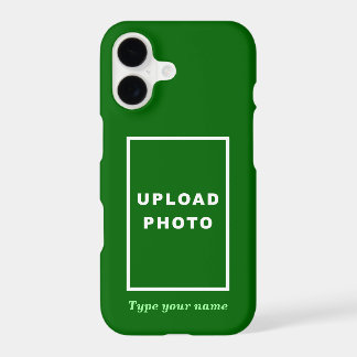Your Photo and Name on Green Background iPhone 17 Case