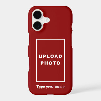 Your Photo and Name on Red Background iPhone 17 Case