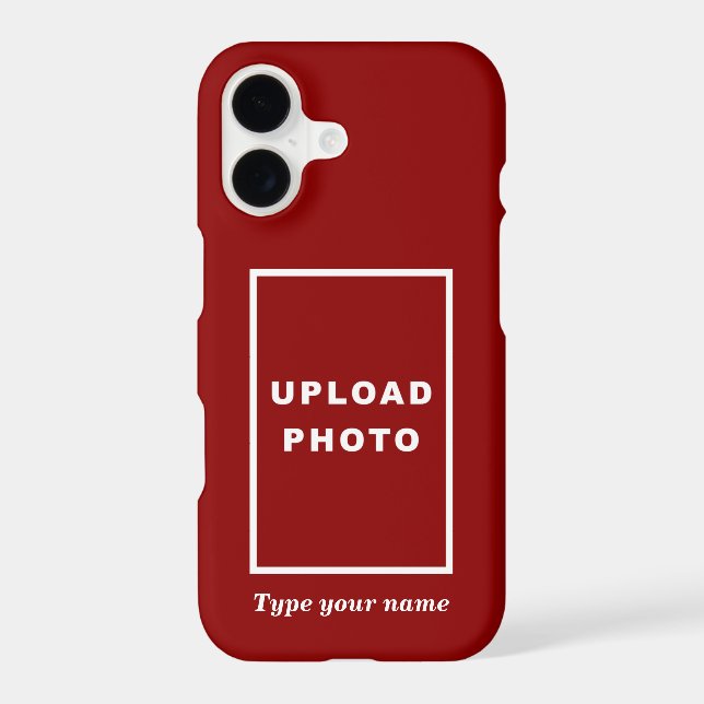 Your Photo and Name on Red Background iPhone Case (Back)